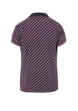 Polo mauve imprimé col V Femme
