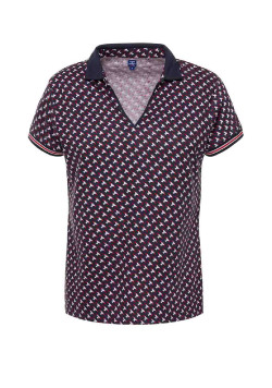 Polo mauve imprimé col V Femme