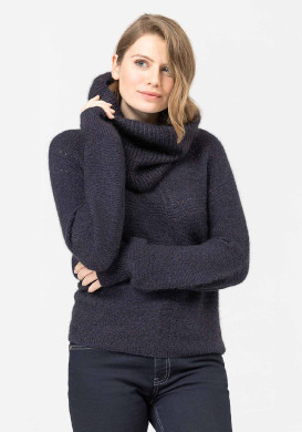 Snood en laine Made in France bleu marine Femme Snood en laine Made in France bleu marine Femme