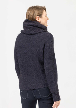Snood en laine Made in France bleu marine Femme