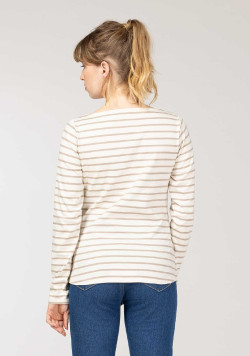 Marinière Femme grège rayé beige