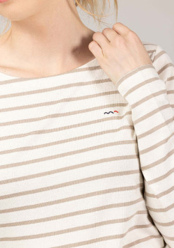 Marinière Femme grège rayé beige