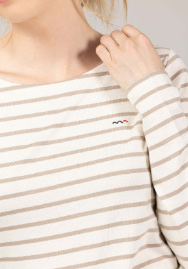 Marinière Femme grège rayé beige Marinière Femme grège rayé beige