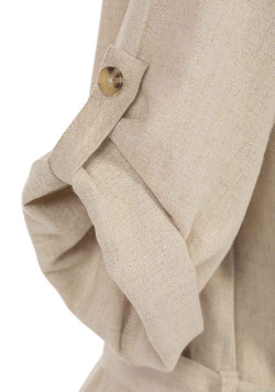 Robe en lin grège manches 3/4 Femme