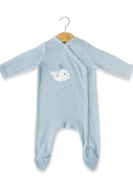 PACK PUERI BLEU CIEL NAMADY Ensemble pyjama, body et bavoir bébé bleu ciel