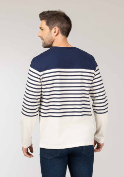 MARINIERE ML FOND GREGE RAYE INDIGO MILKO