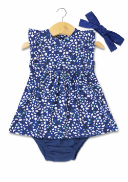ROBE + BAS FOND BLEU IMPRIME BLANC EFFELLE