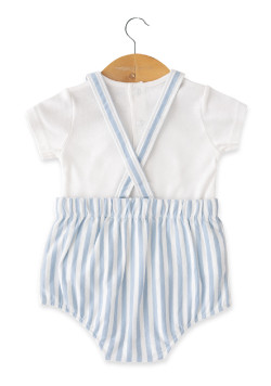 SALOPETTE COURTE + HAUT NATUREL/BLEU EFIR