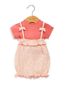 Combicourt Bébé Fille + t-shirt corail