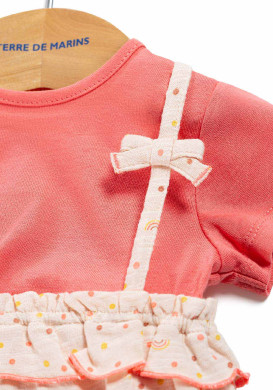 Combicourt Bébé Fille + t-shirt corail