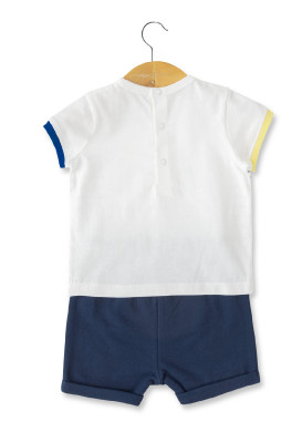 Ensemble Bébé Garçon short bleu marine +t-shirt rayé