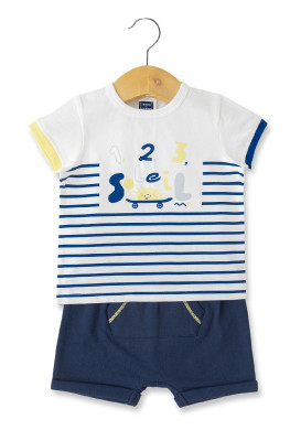 Ensemble Bébé Garçon short bleu marine +t-shirt rayé