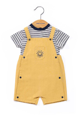 Ensemble Bébé Garçon salopette jaune + t-shirt