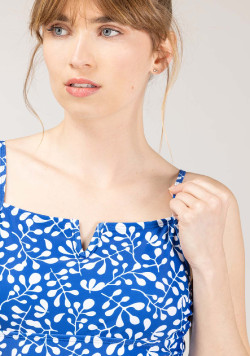 MAILLOT DE BAIN FOND BLANC IMPRIME BLEU BELABA