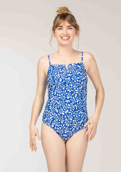MAILLOT DE BAIN FOND BLANC IMPRIME BLEU BELABA
