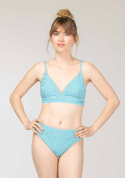 MAILLOT DE BAIN FOND BLANC RAYE VERT AQUA BREZILIA