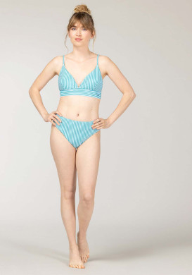 MAILLOT DE BAIN FOND BLANC RAYE VERT AQUA BREZILIA Maillot de bain Femme 2 pièces vert