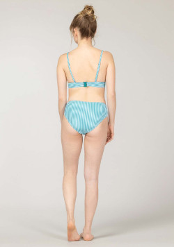 MAILLOT DE BAIN FOND BLANC RAYE VERT AQUA BREZILIA