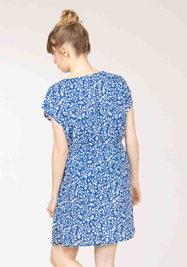 ROBE SsM FOND BLANC IMPRIME BLEU RONITA ROBE SsM FOND BLANC IMPRIME BLEU RONITA