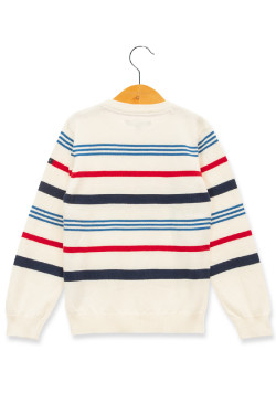 PULL FOND BLANC CASSE RAYE MULTICOL KOLBY